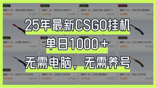 (14178期)25年最新CSGO挂机系统,单日1000+,无需电脑,无需养号,0基础可上手-知本通