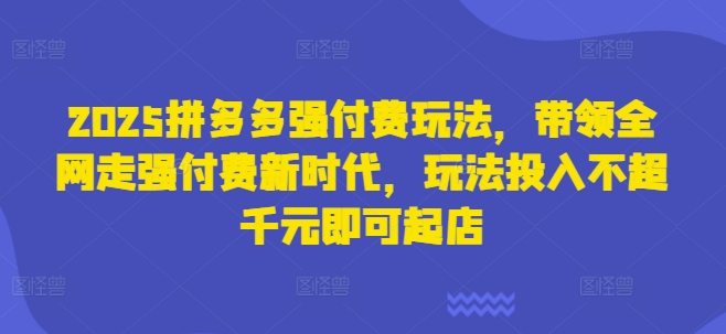 2025拼多多强付费玩法,带领全网走强付费新时代,玩法投入不超千元即可起店-知本通