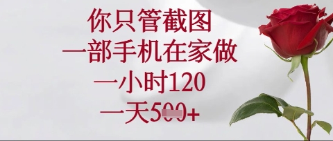 你只管截图,一部手机在家操作,一小时120.一天5张【揭秘】-知本通
